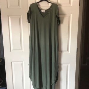 Green maxi dress.